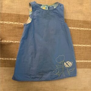 Blue Sleeveless Dress with Floral Embroidery